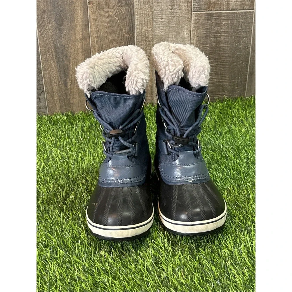 Sorel Kids Winter Boots Size 2 Blue Waterproof Faux Fur Lined‎ Snow Boots